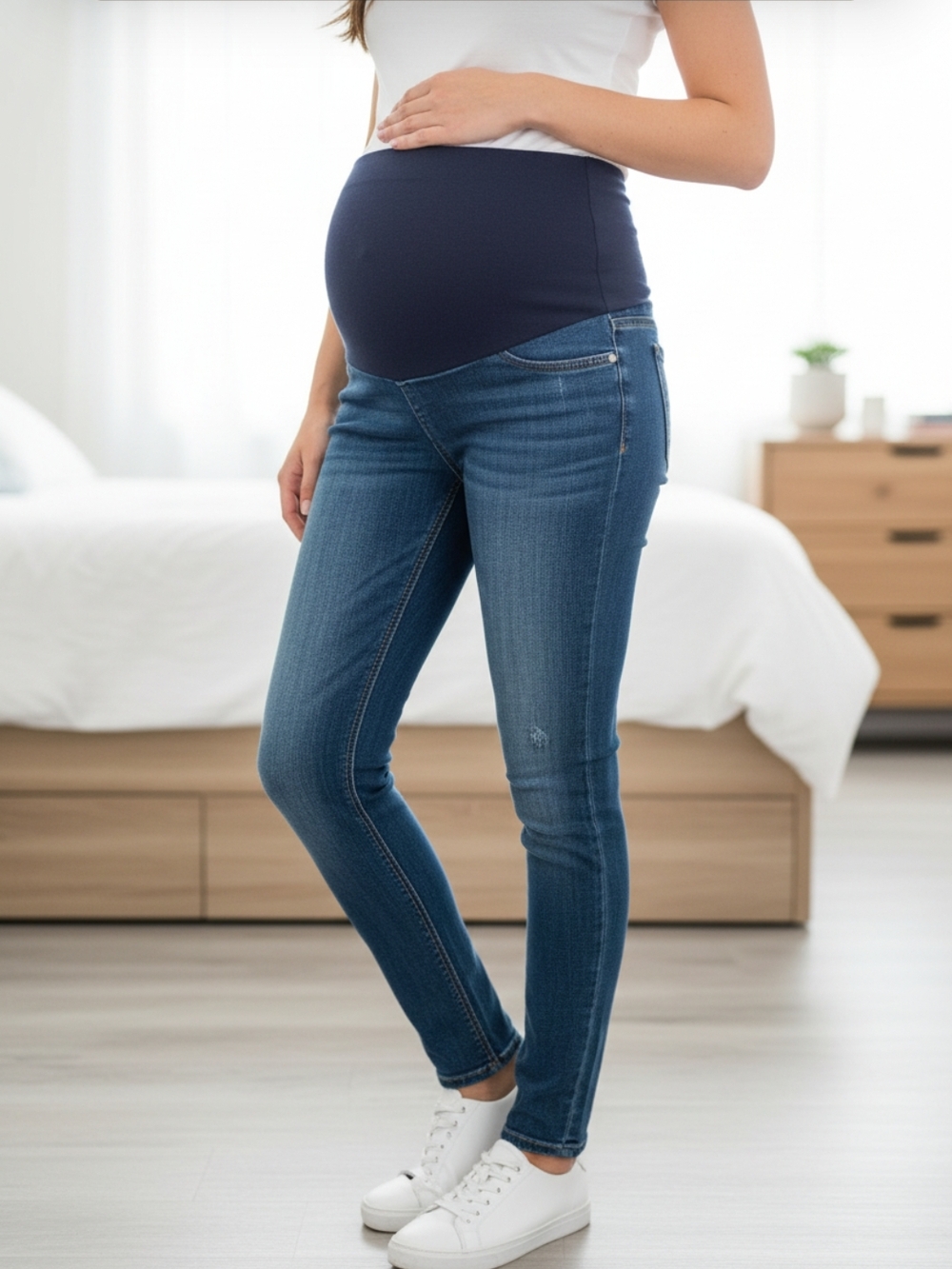 Maternity Skinny Jeans with Navy Support Panel